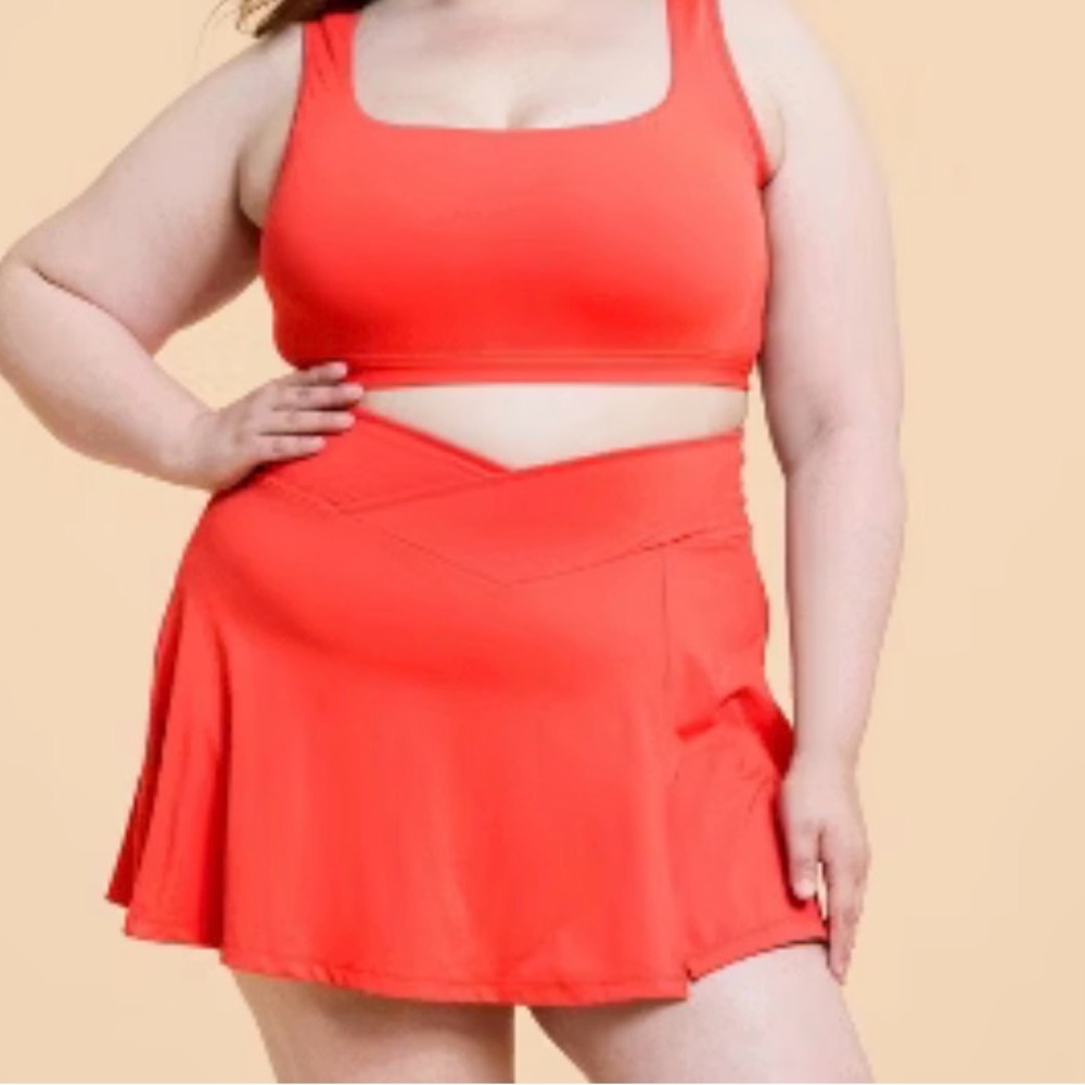 Blogilates Crisscross Slit Skort Spicy Orange L NWT